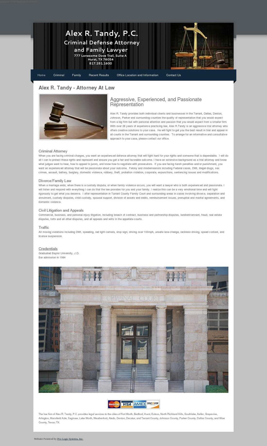 The Law Office Of Alex R. Tandy - North Richland Hills TX Lawyers
