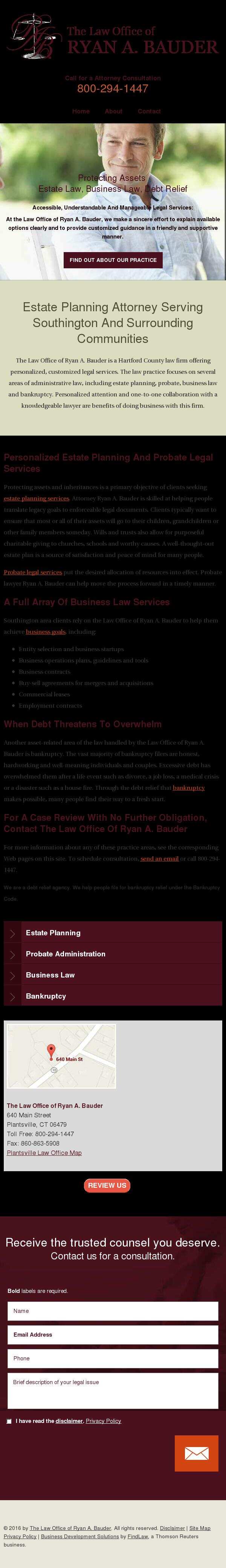 The Law Office of Ryan A. Bauder - Plantsville CT Lawyers
