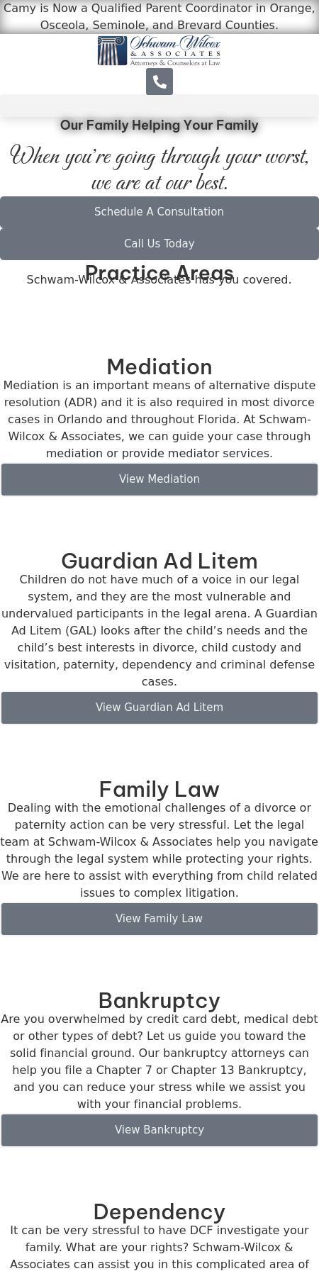 Schwam-Wilcox & Associates, Attorneys and Counselors at Law - Kissimmee FL Lawyers
