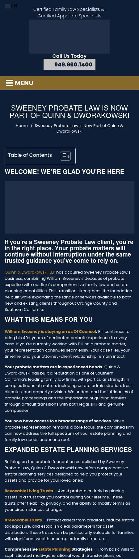 Sweeney Probate Law - Orange CA Lawyers