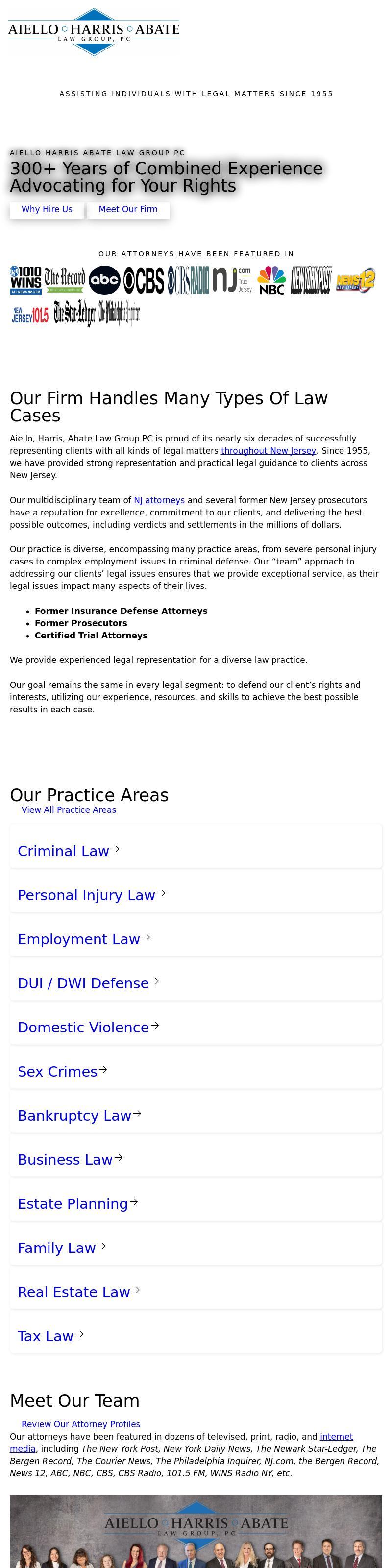 Aiello, Harris, Marth, Tunnero, Pastor & Schiffman, PC Attorneys At Law - Union NJ Lawyers